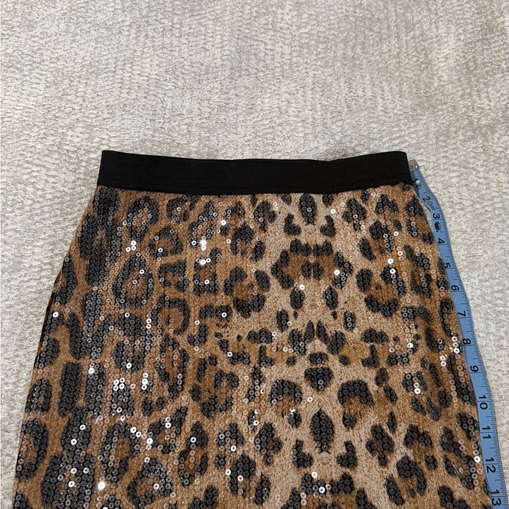 Sans Souci Leopard Sequin Midi Skirt - Brown & Black